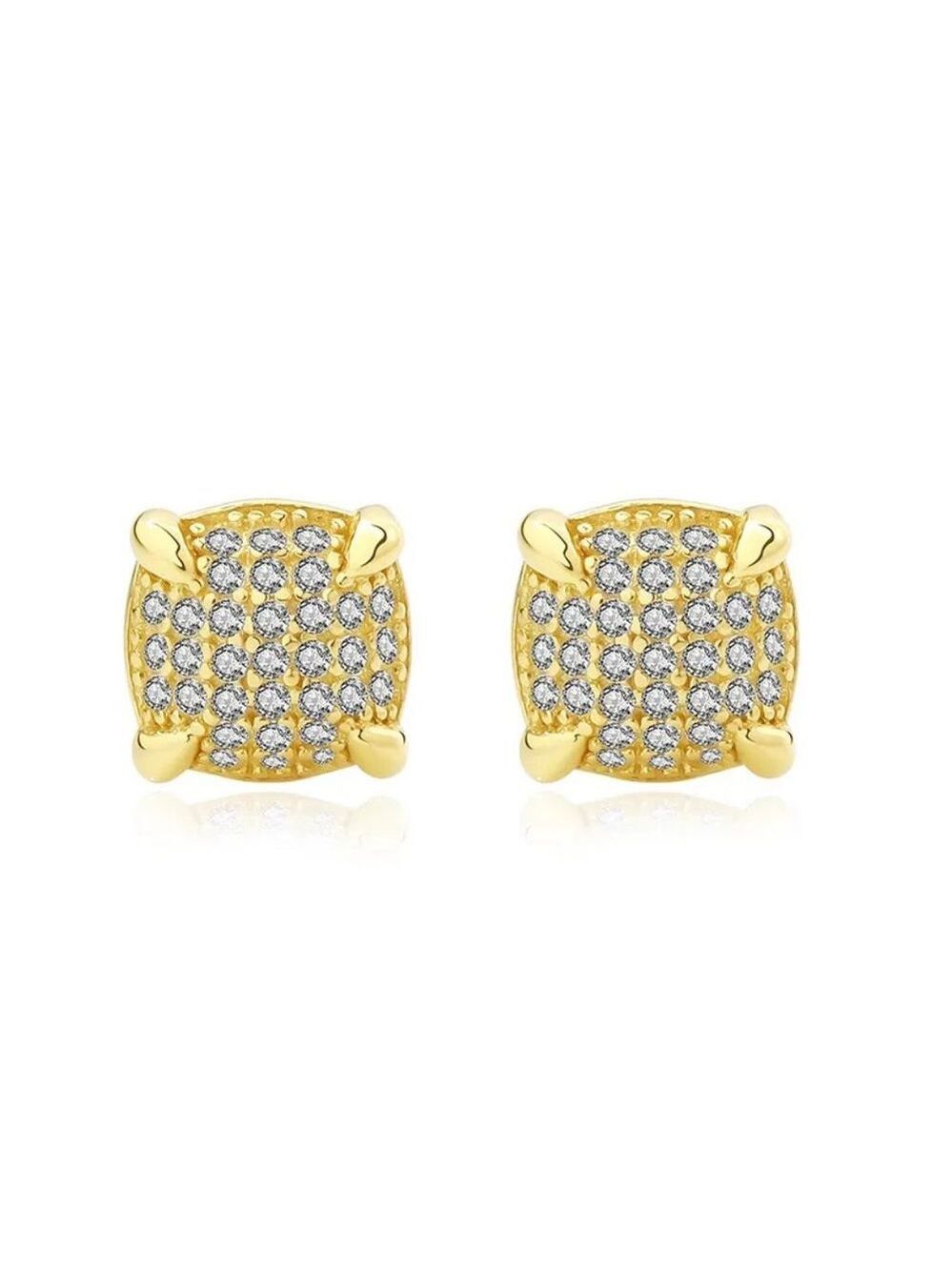 18k Yellow Gold over 925 Sterling Silver CZ Accent Micro-Pavé Stud Earrings - Picture 6 of 6